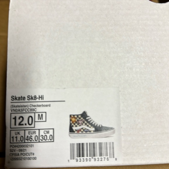 Vans Skate Sk8 hi Skateistan checkerboard men’s size 12 pop Cush - Picture 10 of 10